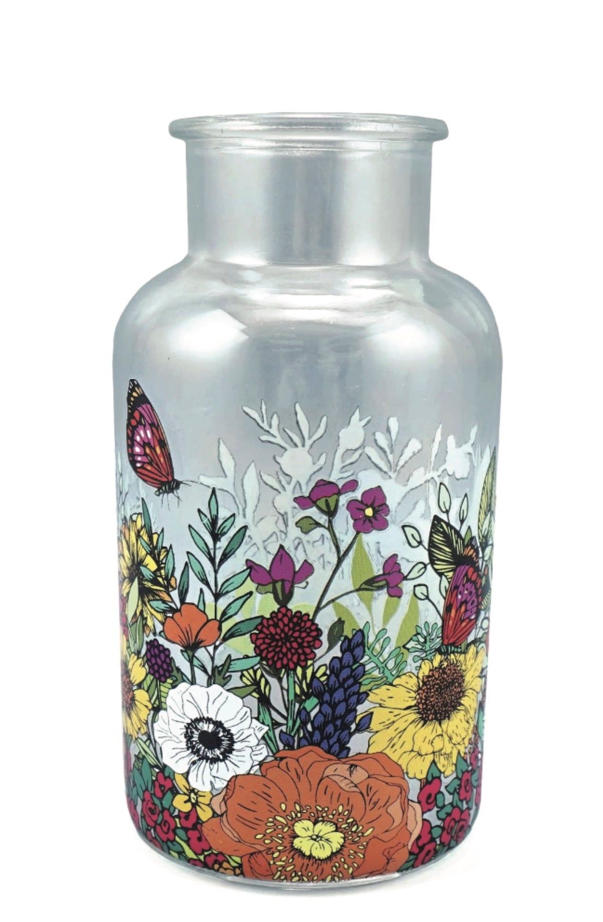 Glass Vase Flowers Floral Pattern Honey Bee - Foxy’s