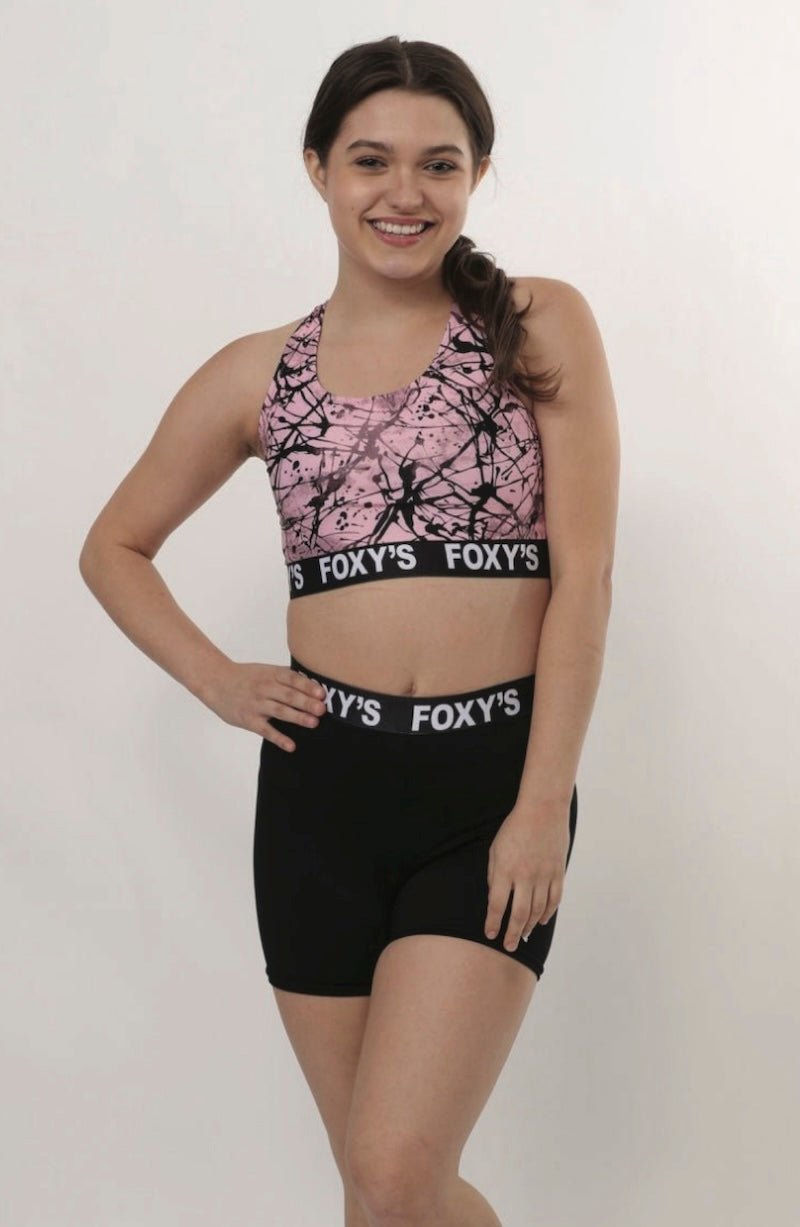 80s Tiffany Foxy's Banded Sports Bra & Banded Shorts Set - Foxy’s