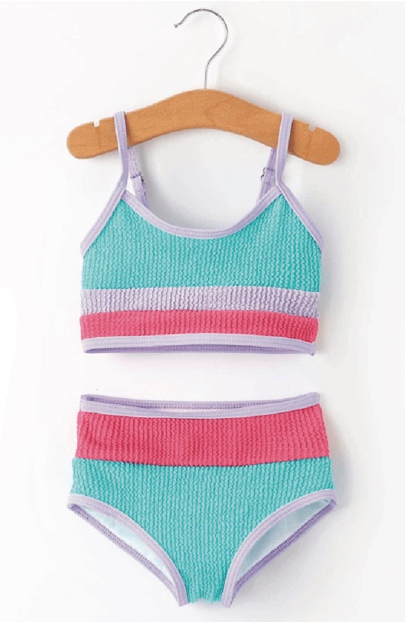Blue and Pink Stripes Kid's Swimsuit - Foxy’s