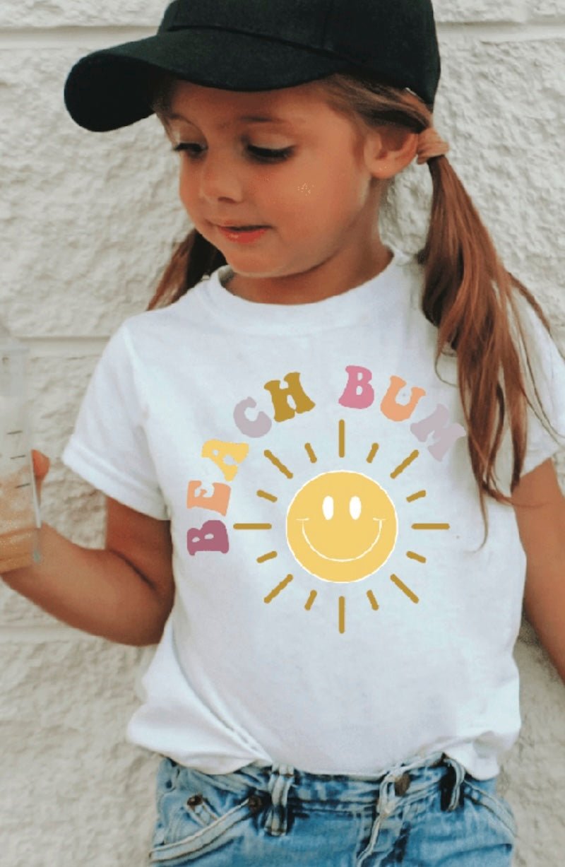 Girls' Beach Bum Sunshine Graphic Tee & Onesie - Summer Fun, Sizes 6M to Child Small - Foxy’s