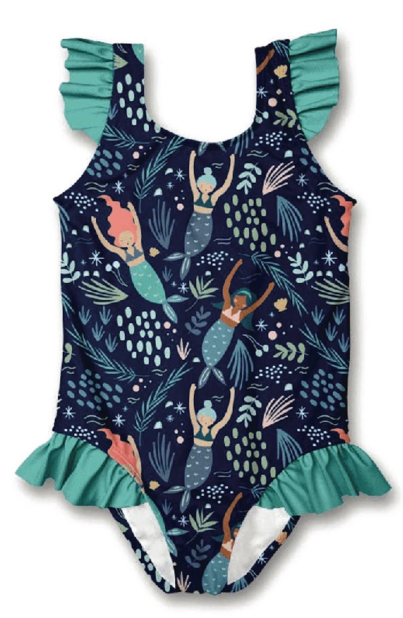 Girls Navy Mermaid Swimsuit - Comfortable & Fun! - Foxy’s