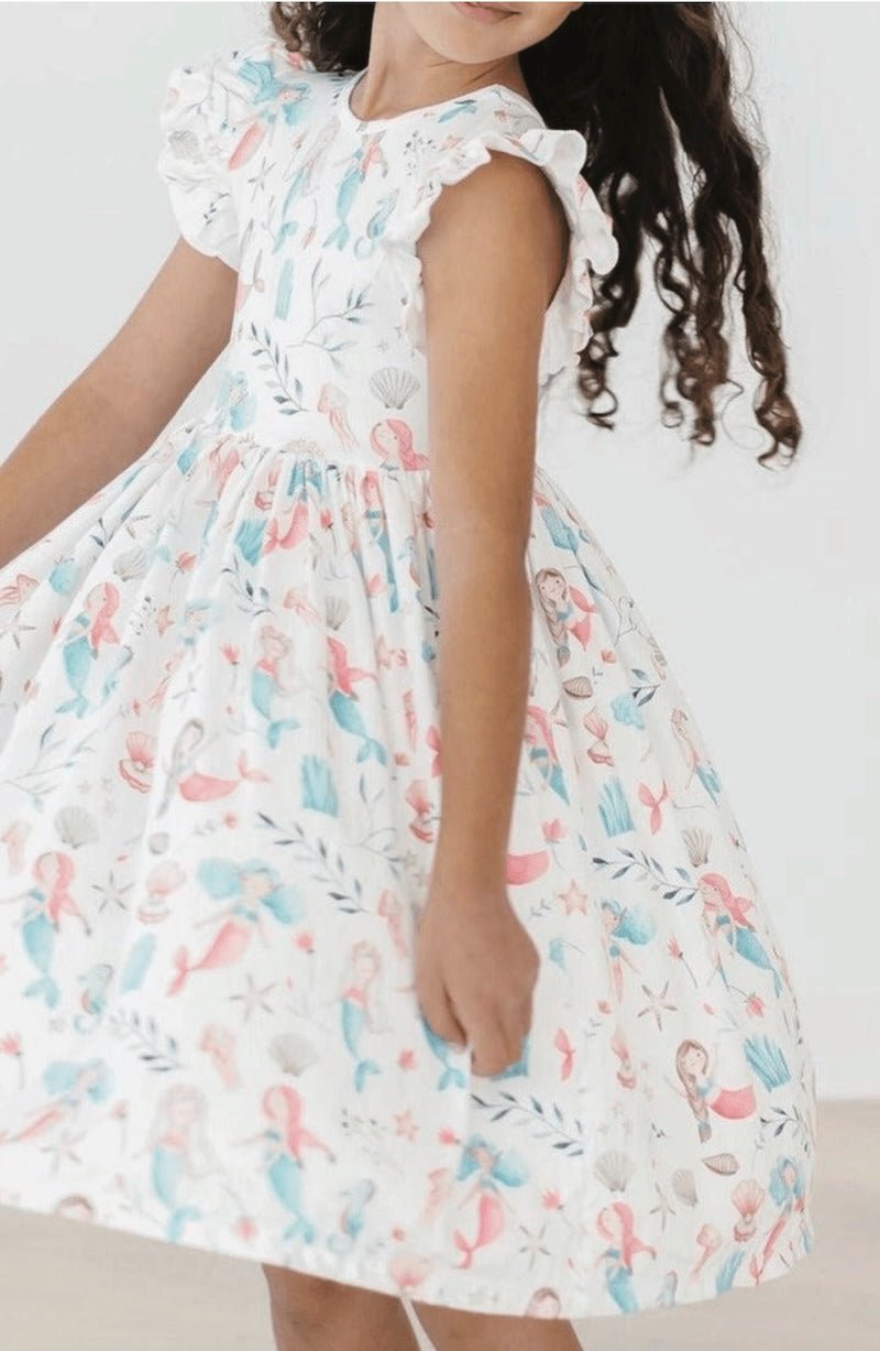 Mermaid Twirl Dress for Girls - Flutter Sleeve - (Size 5/6) - Foxy's Leotards - Foxy’s