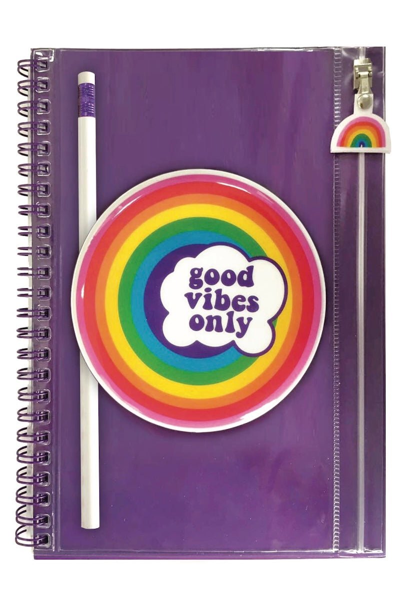 Good Vibes Only Pencil Pouch Journal - Rainbow Dreams & School Fun! - Foxy’s