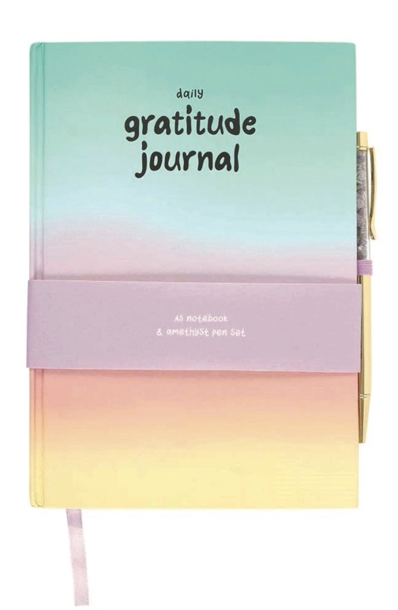 Gratitude Journal Gift Set with Amethyst Pen - Manifest Positivity! - Foxy’s
