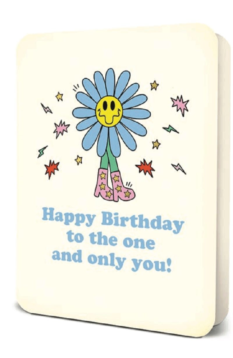 Happy Birthday Deluxe Greeting Card - Smiley Face Card with Sticker & Envelope - Foxy’s