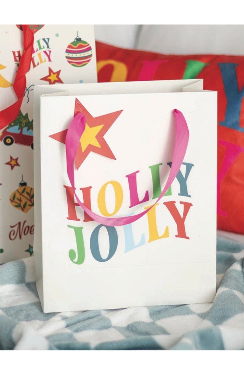 23cm Medium Holly Jolly Colorful Christmas Gift Bag - Foxy’s