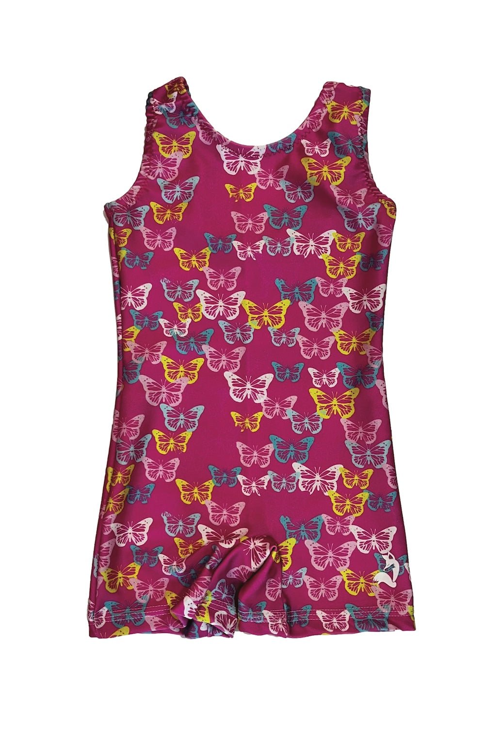 hot pink unitard with butterflies