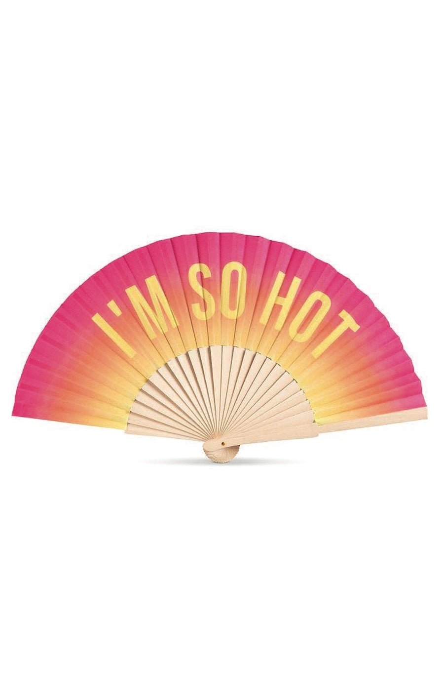 im so hot paper hand fan pink and yellow