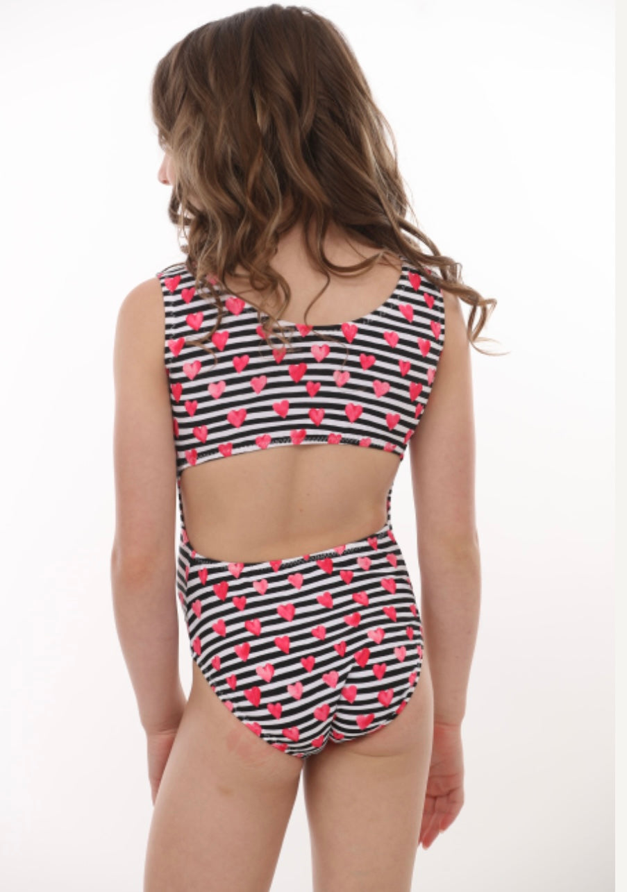 opdn-back leotard with hearts and stripes