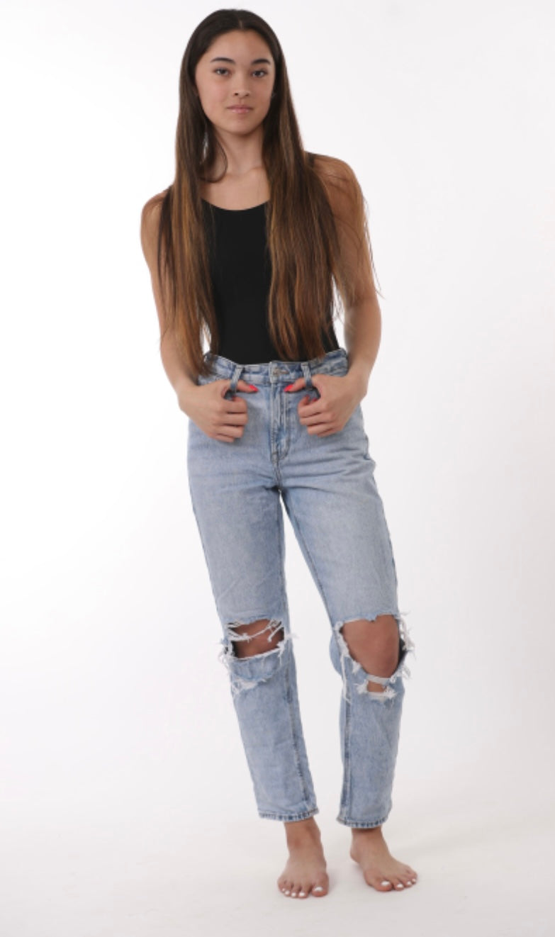 black ribbed bodysuit