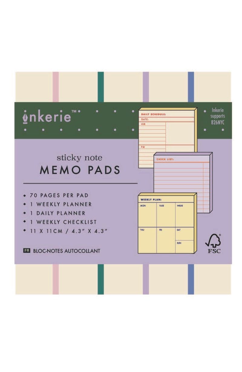 Inkerie Daily, Weekly, & To - Do Sticky Note Set - 3 Fun Pads! - Foxy’s