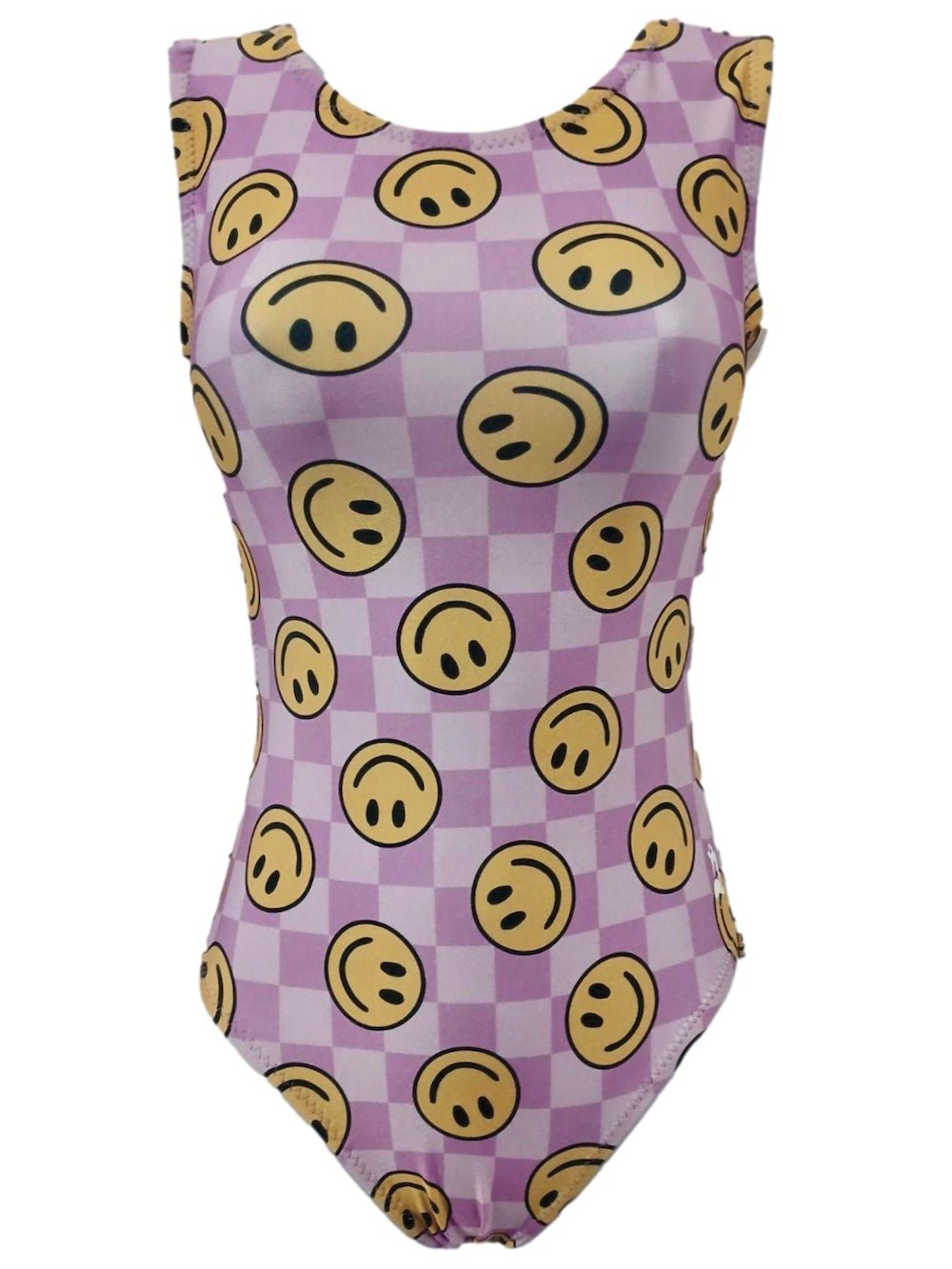 Lavender Checker Smiles Gymnastics Leotard - Foxy’s