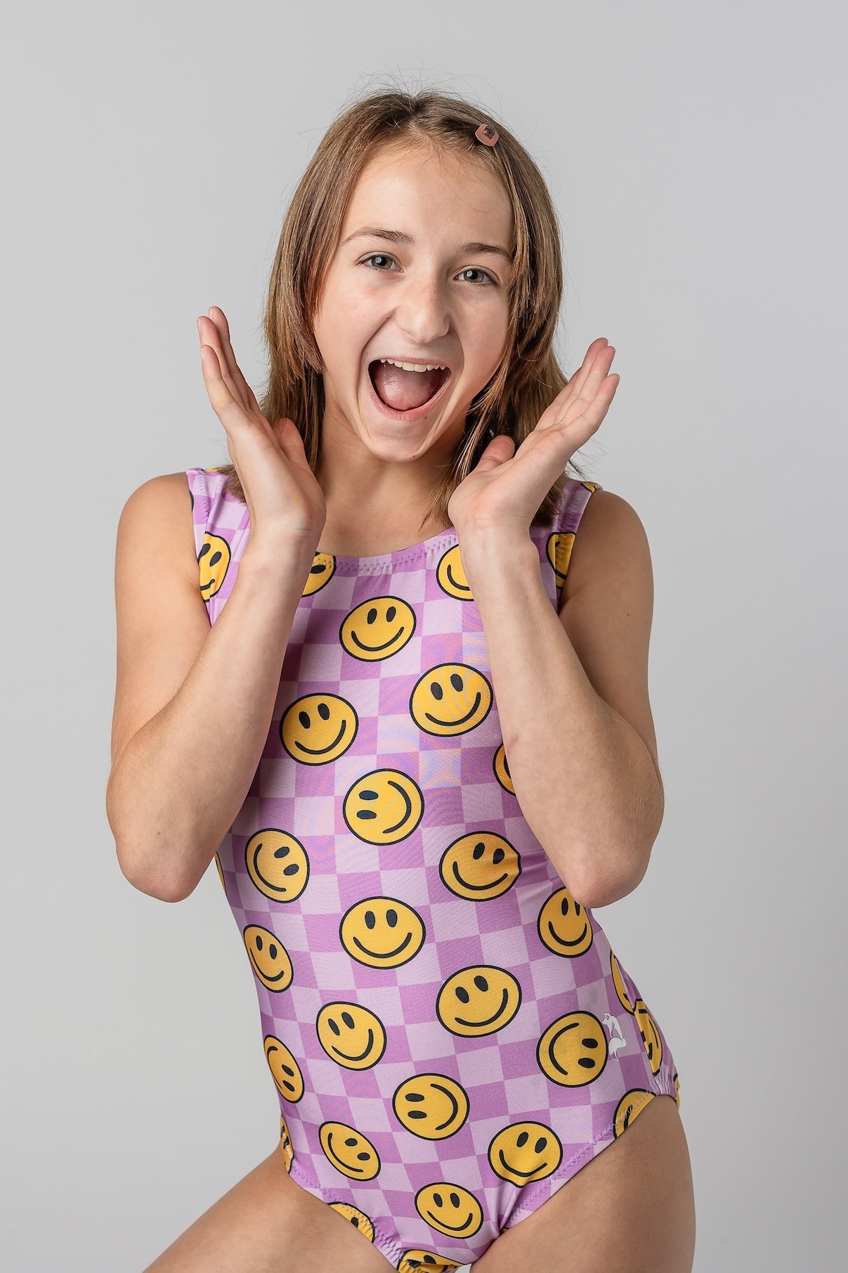 Lavender Checker Smiles Leotard (Replenishing More Sizes Soon) - Foxy’s