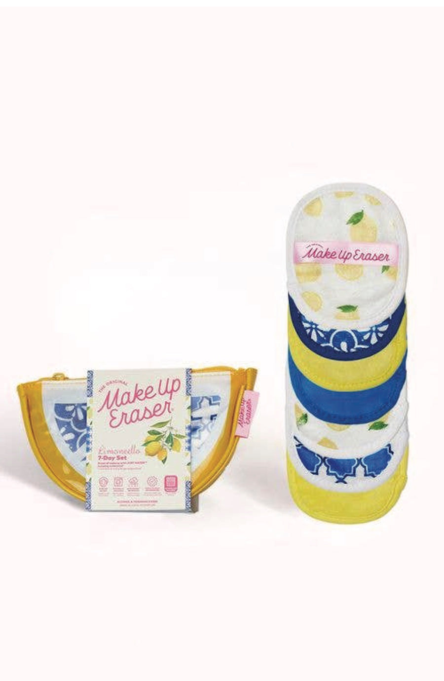 Makeup eraser set with packaging on a white background