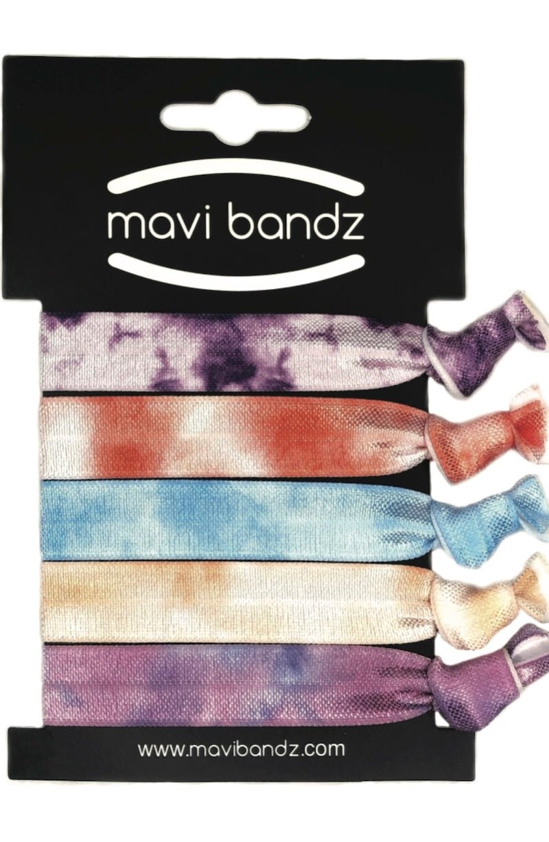 Tie Dye Hair Ties - 5 Pack - Soft & Fun Gymnastics Hair Accessories - Foxy’s