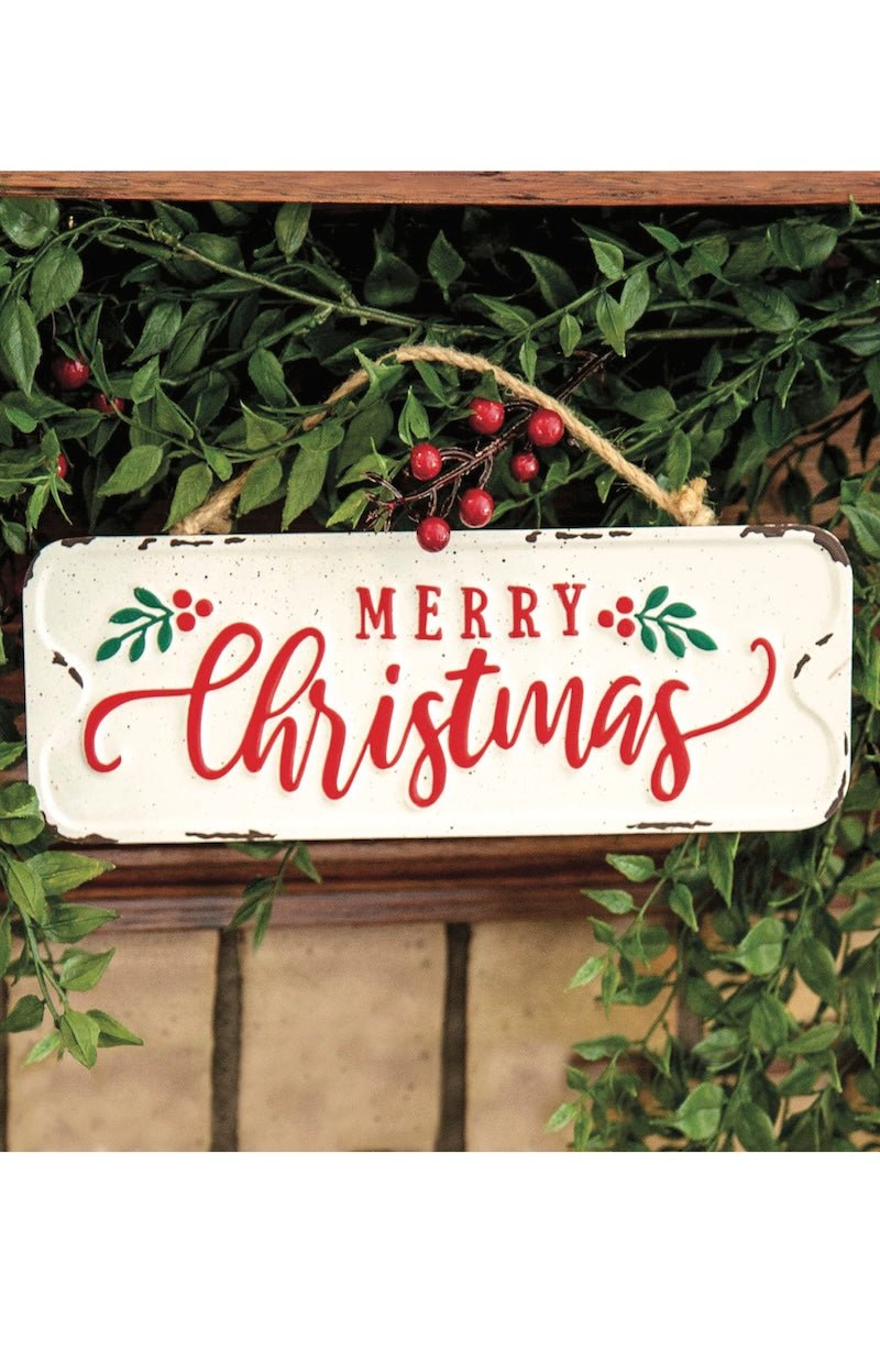 Distressed Metal "Merry Christmas" Street Sign Hanger - Foxy’s