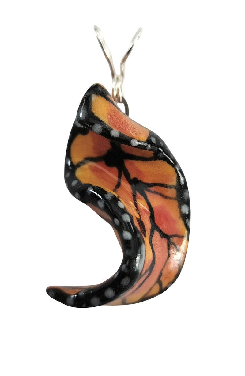 Hand-Painted Monarch Butterfly Wing Pendant