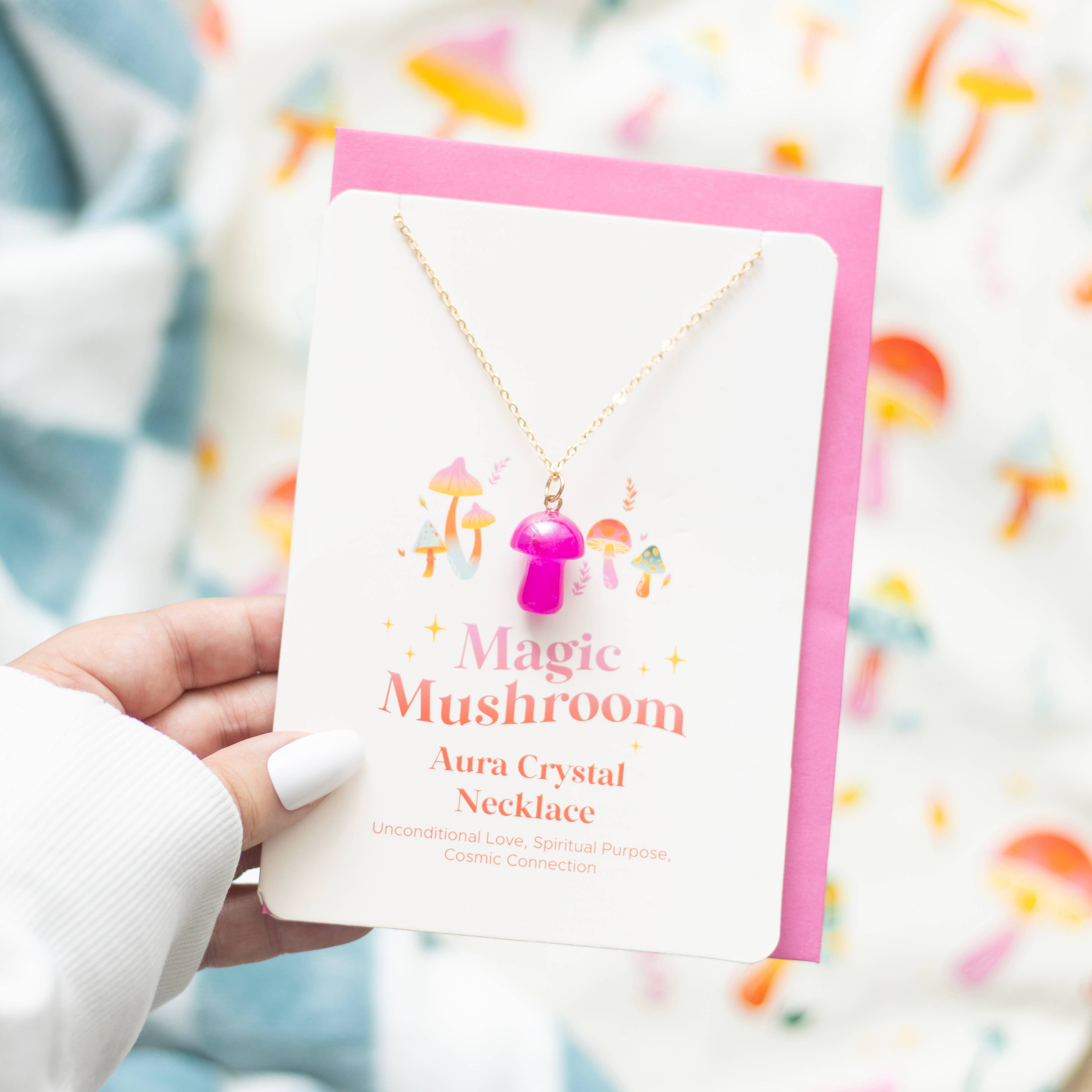 mushroom necklace card