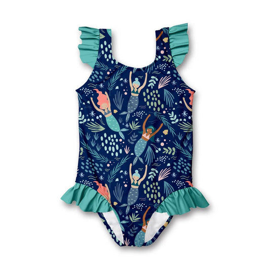 mermaid navy bathing suit for girls