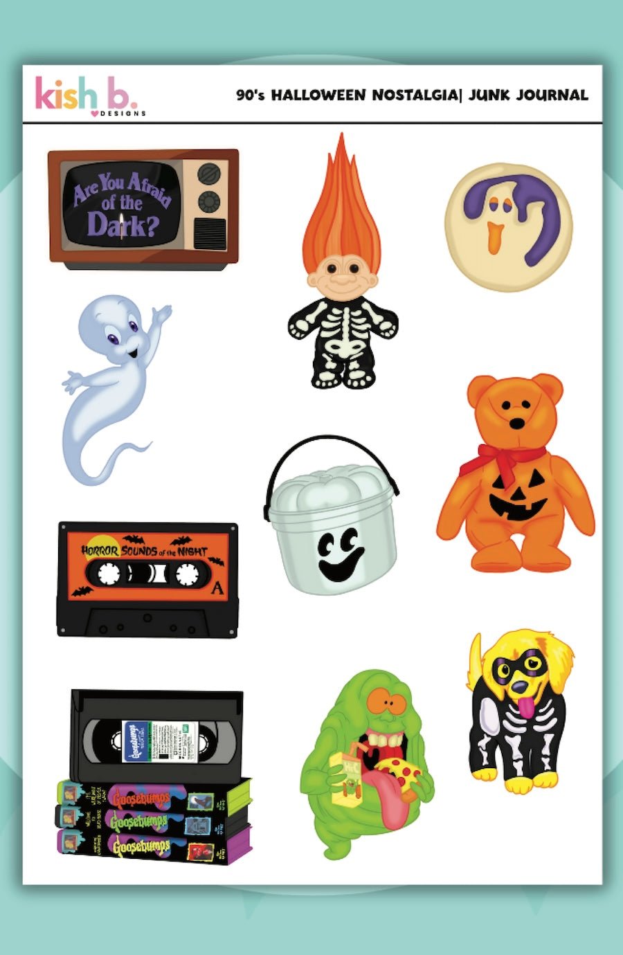 90's Halloween Nostalgia | Journal| Sticker Sheet - Foxy’s