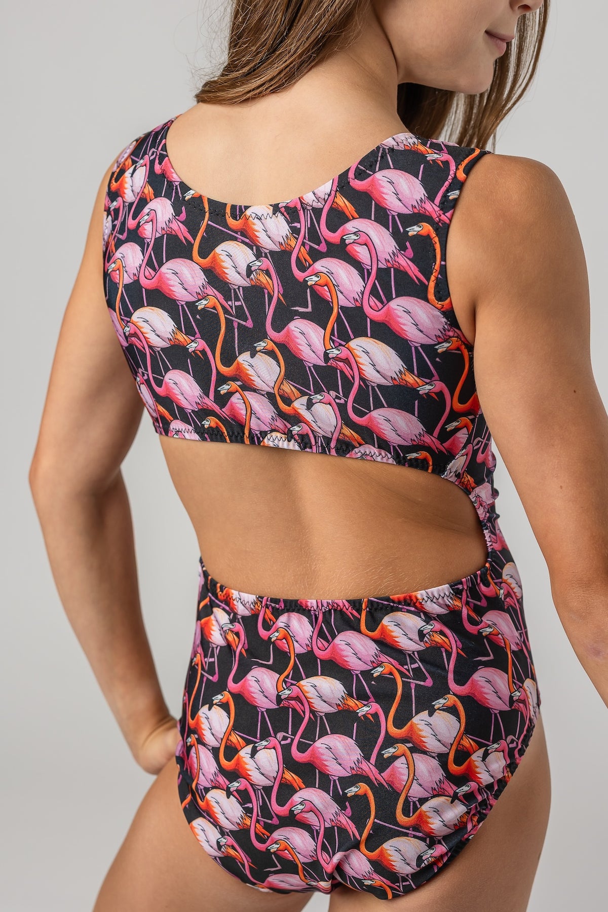 Flamingle Time Girls Gymnastics Leotard - Fun Flamingo Print Foxy's Leos - Foxy’s