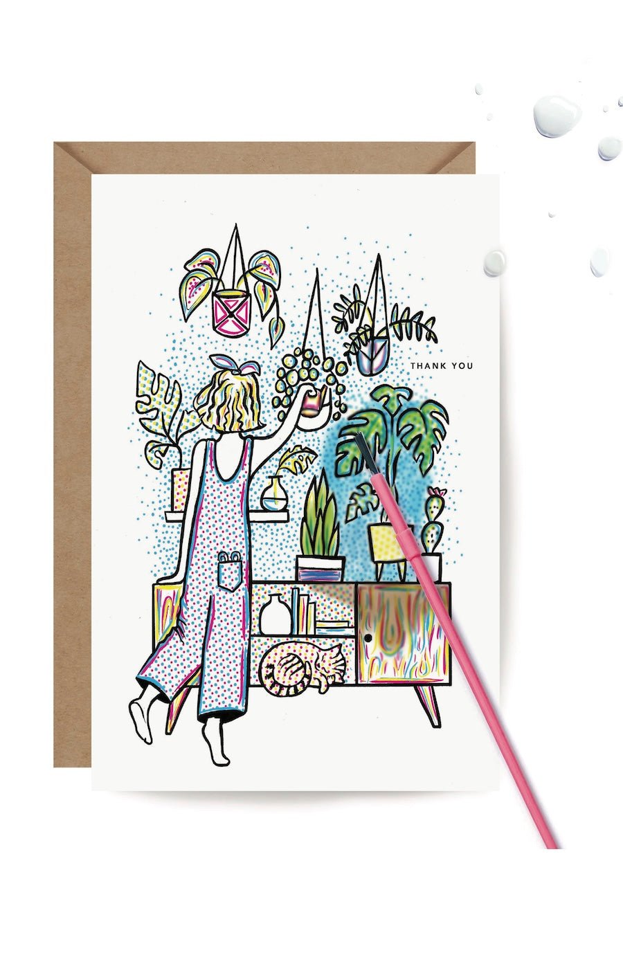 Paint With Water Card - Plant Wall - Thank You - Foxy’s