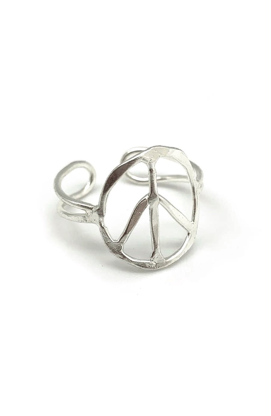 Silver Plated Adjustable Ring - Peace Sign - Foxy’s