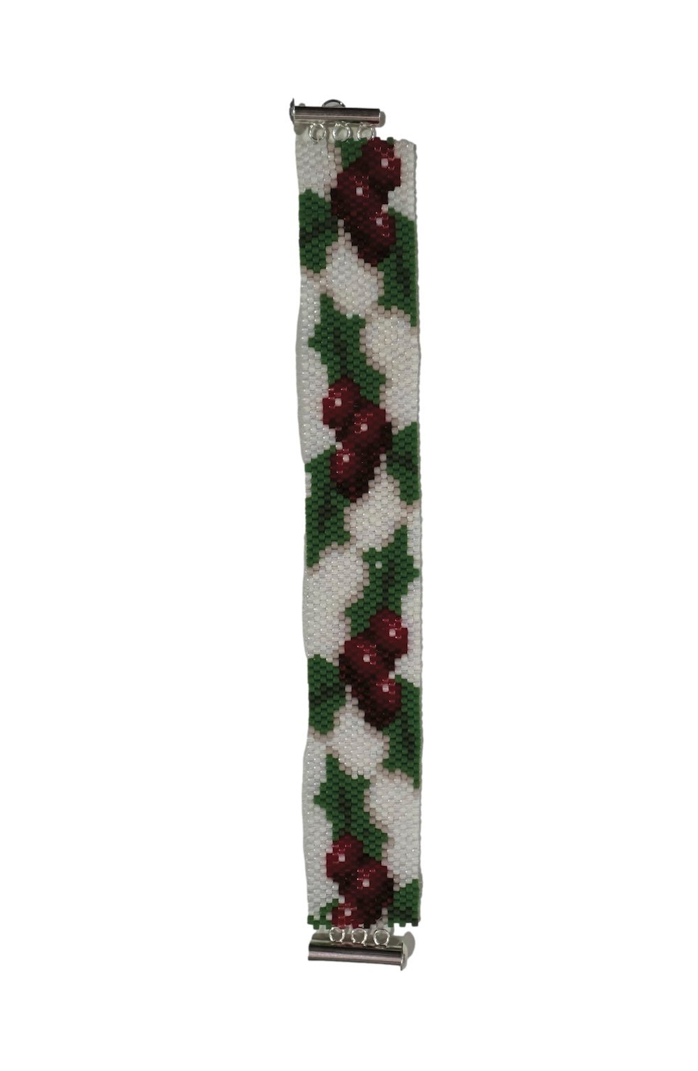 Handmade One-of-a-Kind Peyote Christmas Bracelet | Mistletoe - Foxy’s