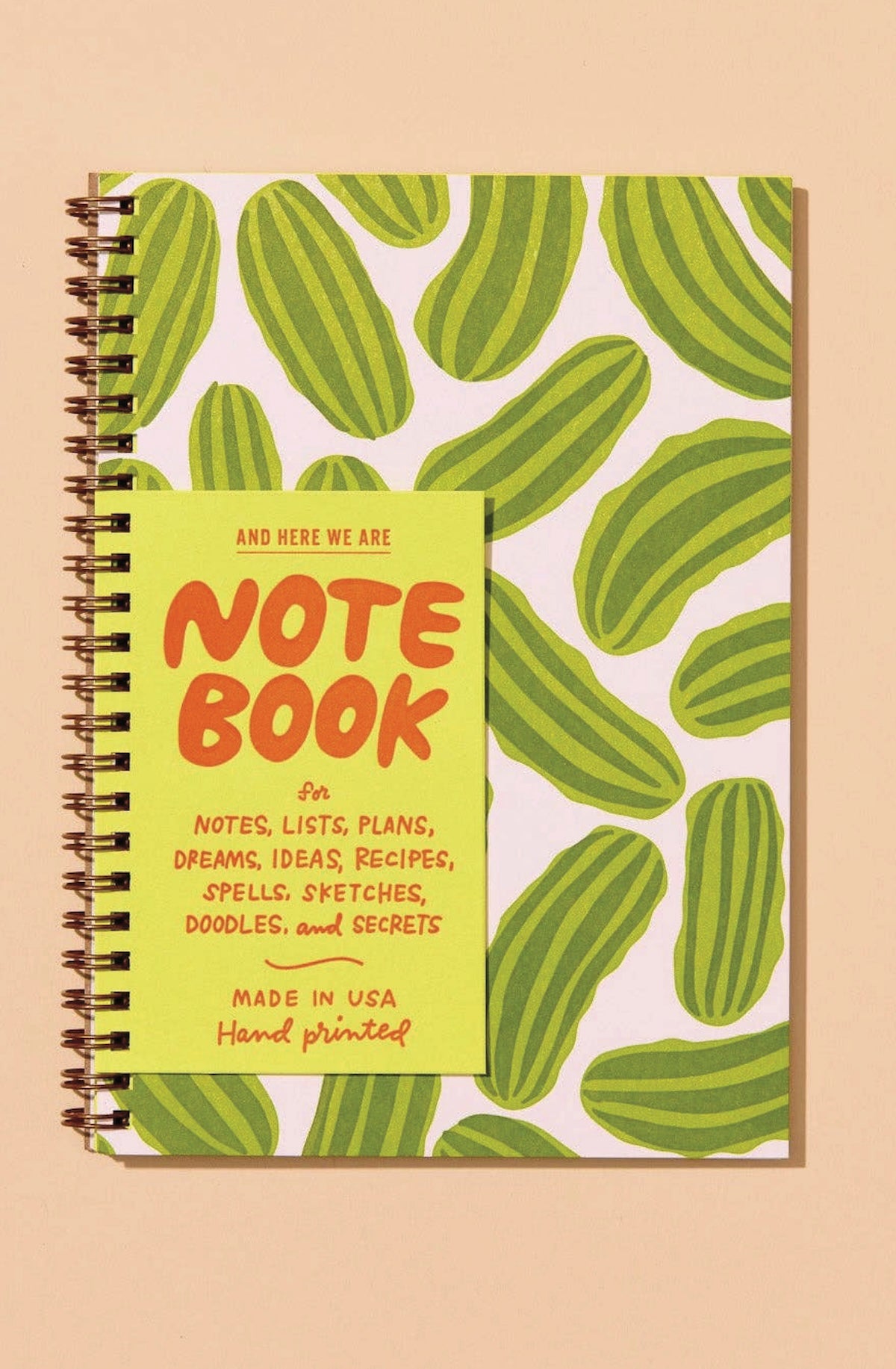 Letterpress A5 Spiral Notebook—Pickles (Trendy, Summer) - Foxy’s