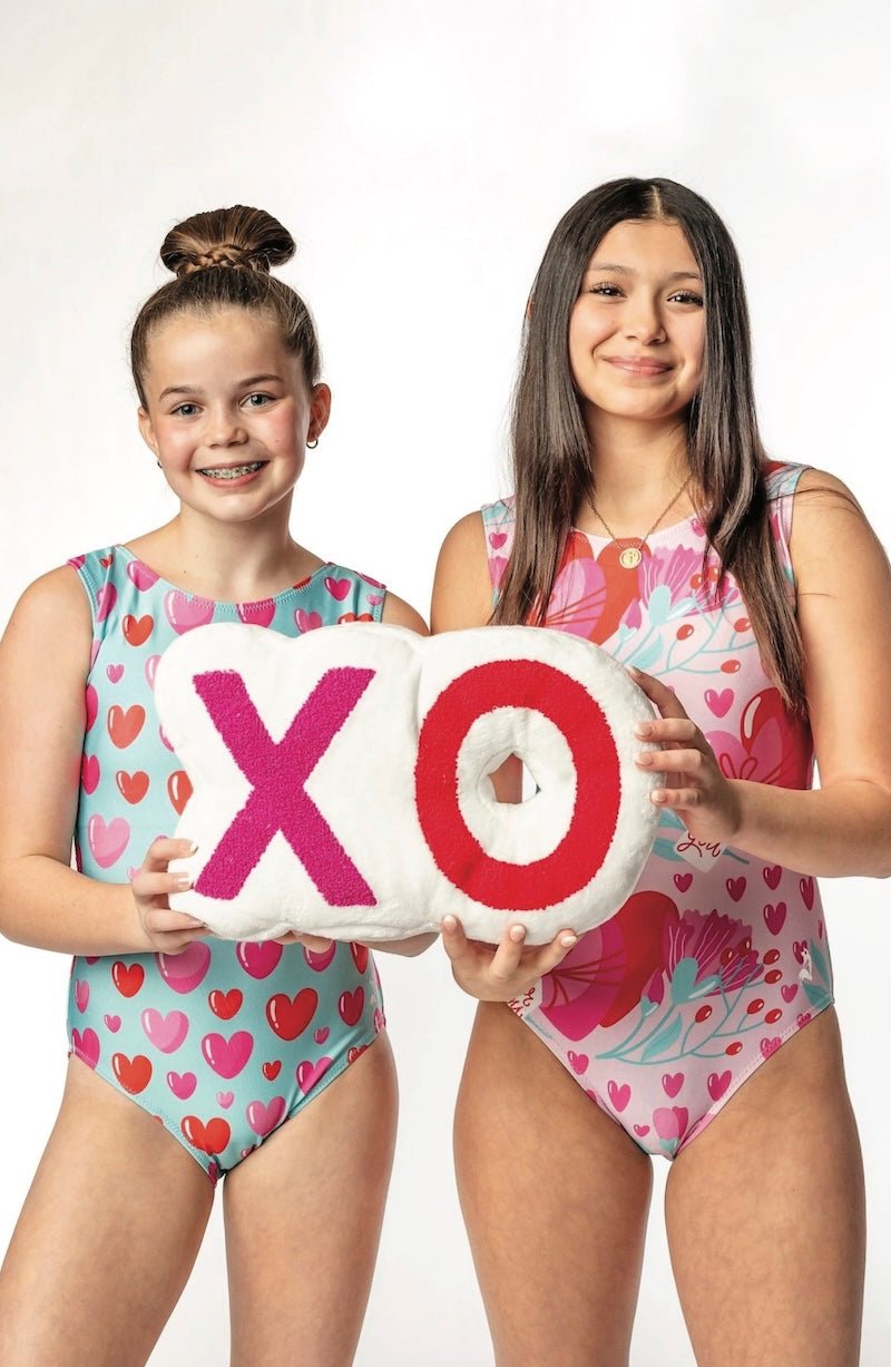 Love You More Vice Versa Gymnastics Leotard – Split Heart Print Dancewear for Girls - Foxy’s