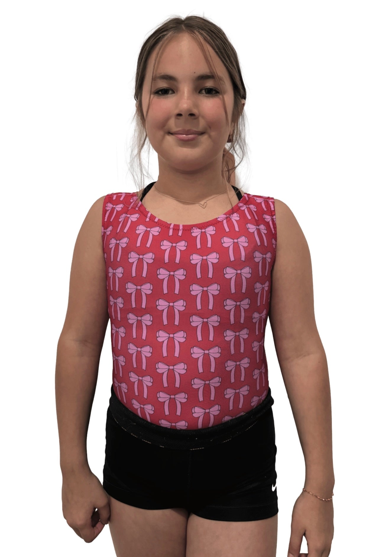 Take A Bow Leotard - Red & Pink Gymnastics & Dance Leo | Foxy's - Foxy’s