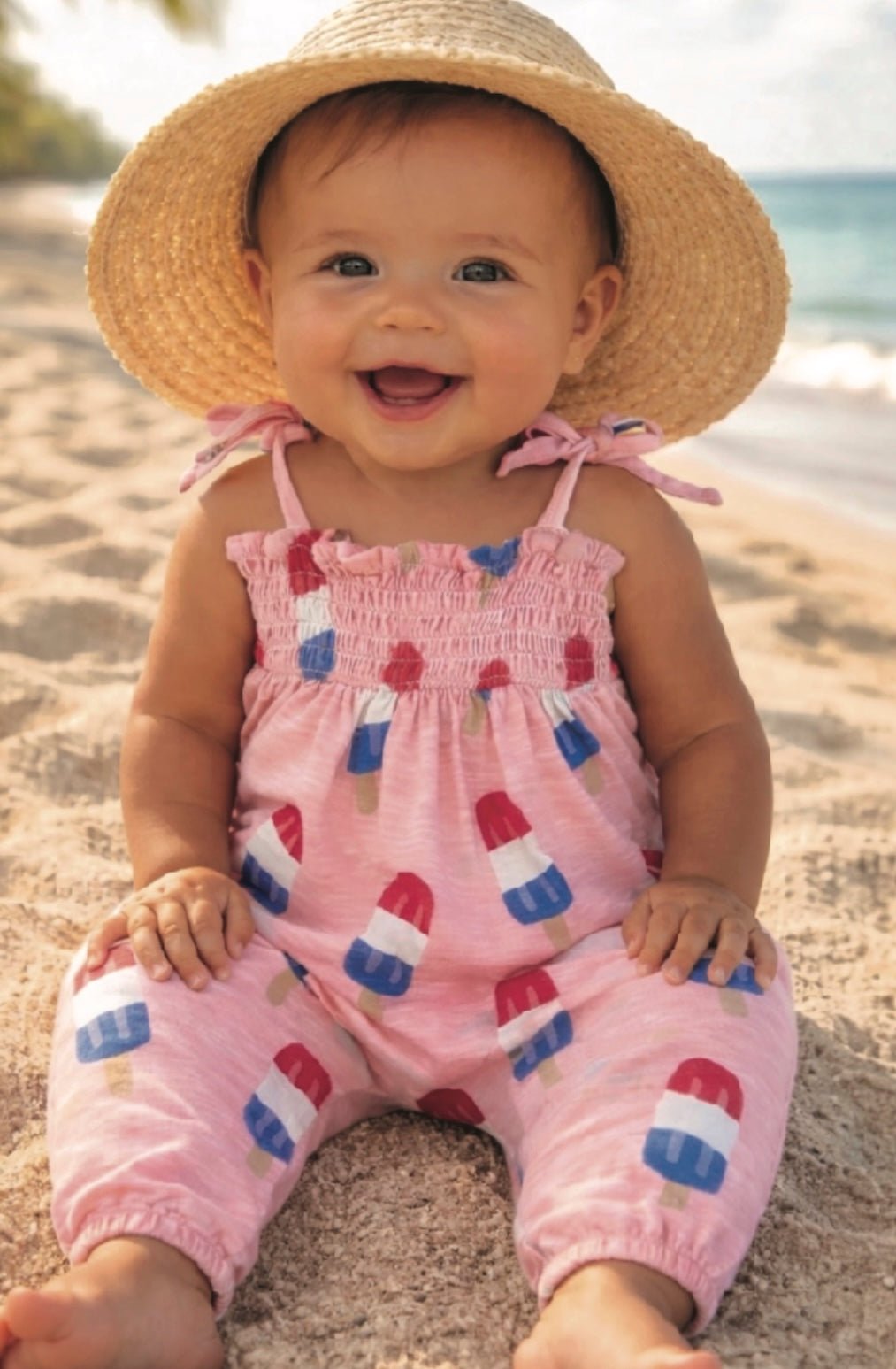 Popsicle Pink / Organic Smocked Jumpsuit for Baby - Foxy’s