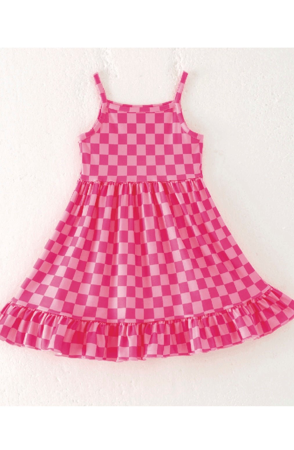 Girls Summer Hot Pink Plaid Slip Dress - Foxy’s