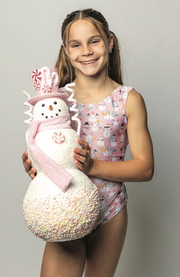 Pink Flipping Snowmen Winter Leotard for Girls - Foxy’s