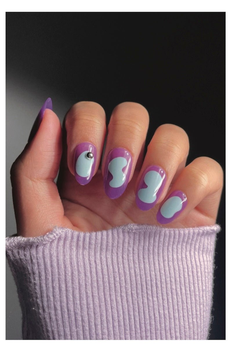 That's My Jam Press - On Nails - Purple Jelly Oval Nails with Rhinestone Accents | Foxy's - Foxy’s