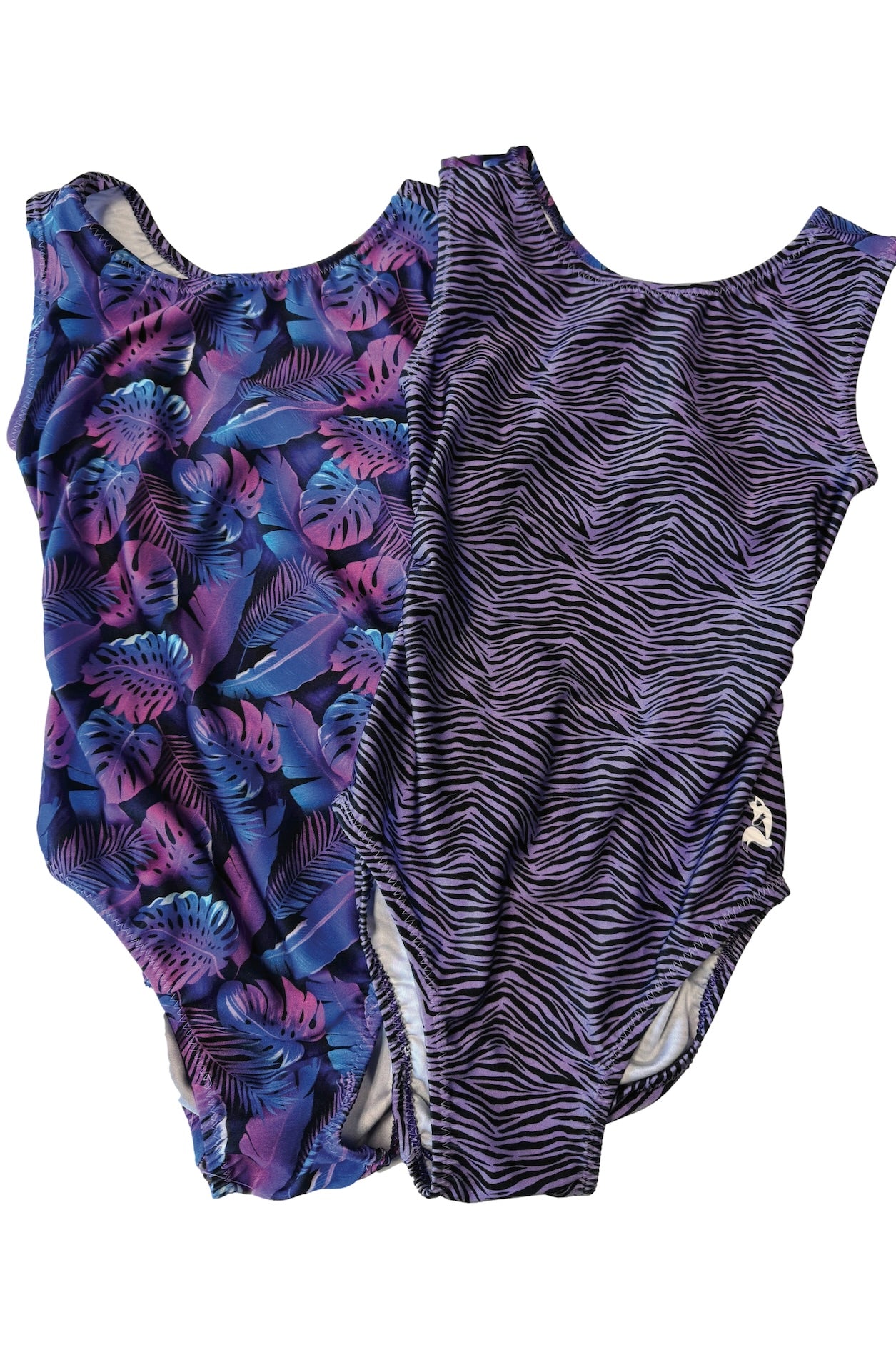 Purple Zebra Palm Gymnastics Leotard - Vice Versa Foxy's Leotards - Foxy’s