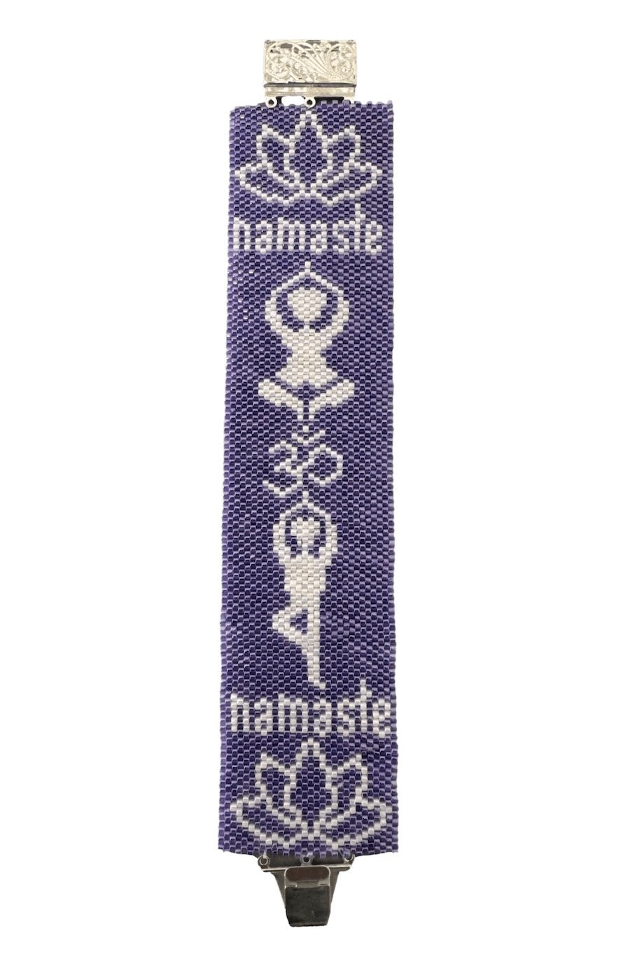 Namaste Yoga Bracelet - Purple Peyote Stitched Beaded Bracelet for Adults - Foxy’s