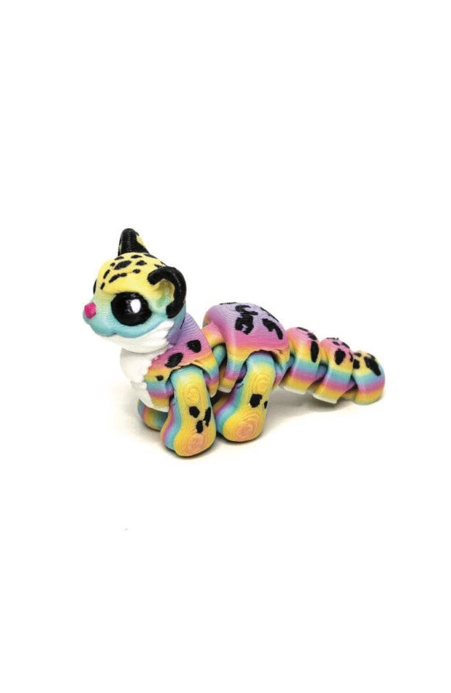 Snow Leopard (Rainbow) • Mini 3D Printed Articulated Animal • Mini Animal and Fidgets - Foxy’s