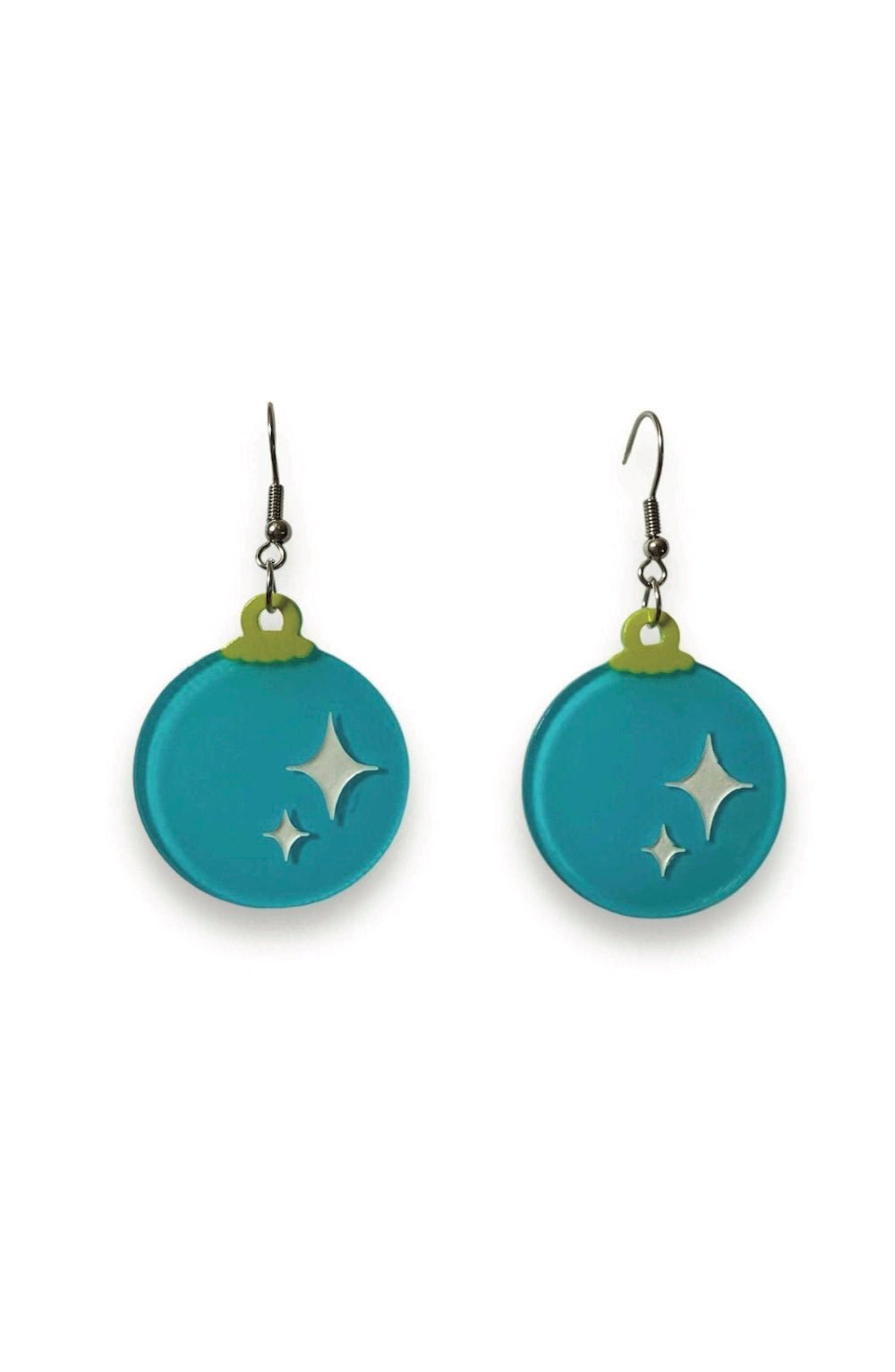 retro turquoise bulb Christmas earrings