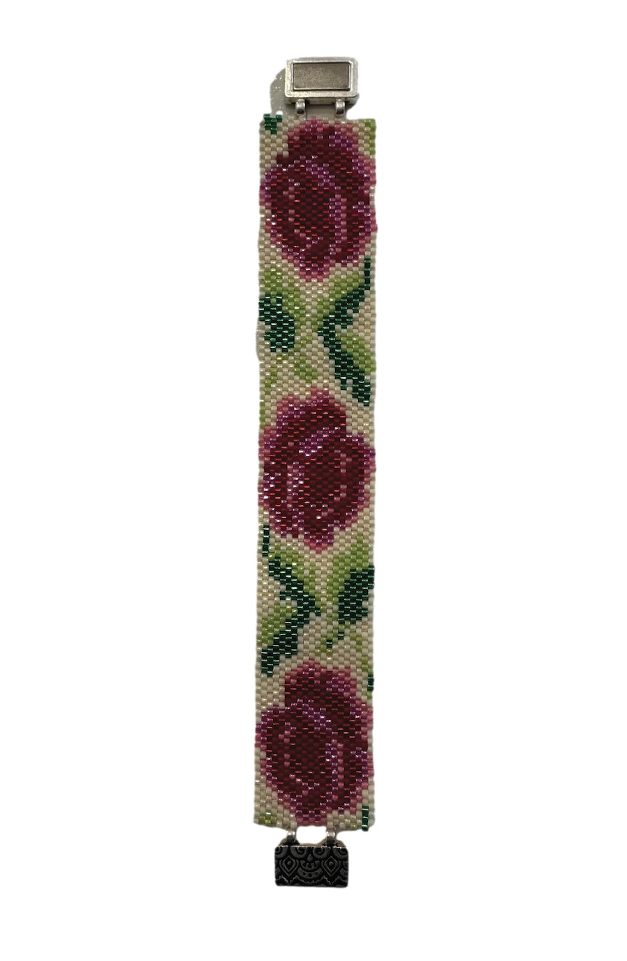 rose handmade peyote beaded bracelet with rose pattern