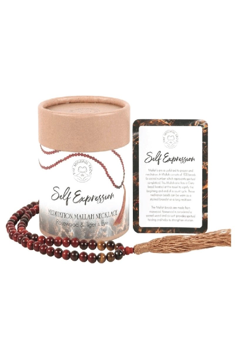 Tiger's Eye Mala Beads Necklace - Rosewood - Self - Expression & Confidence - Foxy's Leos - Foxy’s