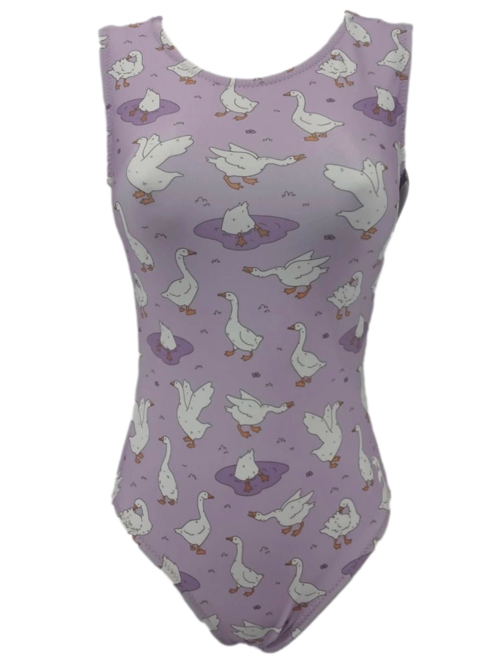 Silly Goose Lavender Gymnastics Leotard – Whimsical Goose Print for Girls - Foxy’s