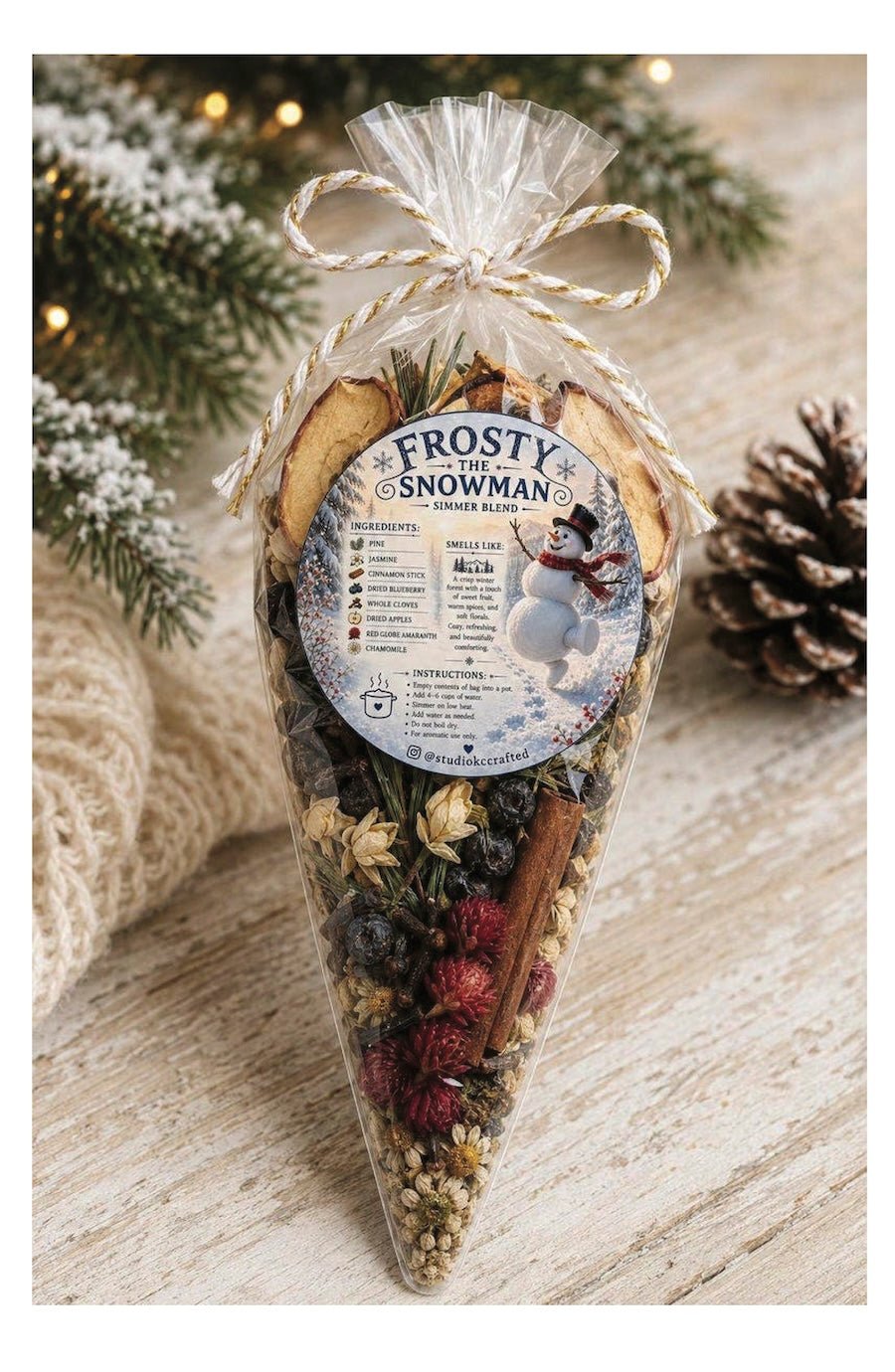 Frosty the Snowman Simmer Pot Kit, Winter Simmer Blend, Natural Holiday Home Fragrance, Christmas Gift, Hostess Gift, Stocking Stuffer - Foxy’s