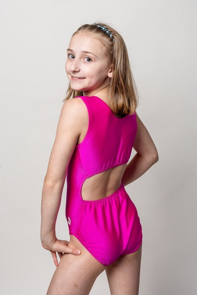 Magenta Pink Gymnastics Leotard - Foxy's Solid Open Back Leotard for Girls - Foxy’s