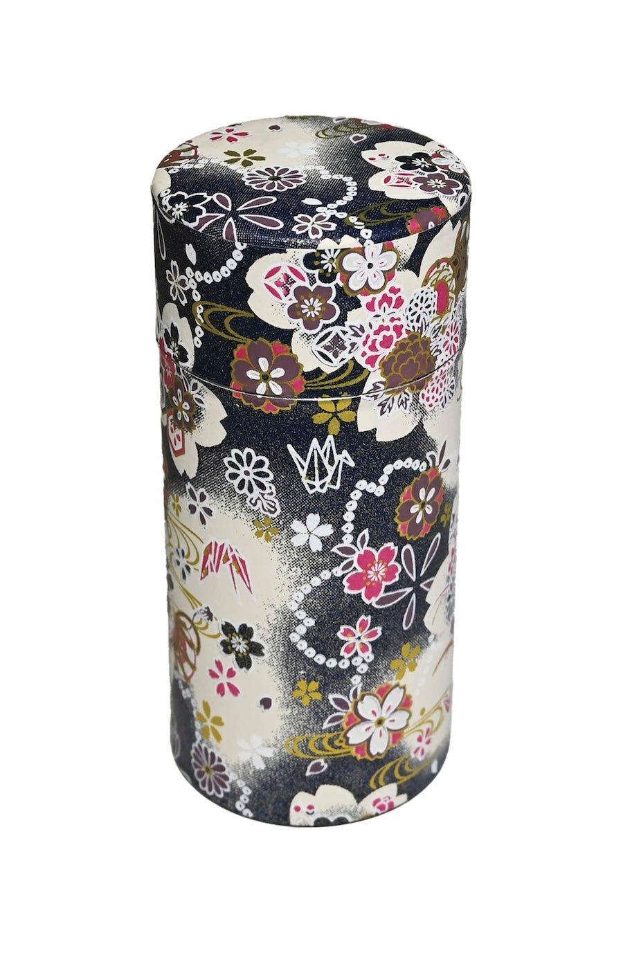Japanese Double-Lid Tea Container – Black Sakura (200g) - Foxy’s
