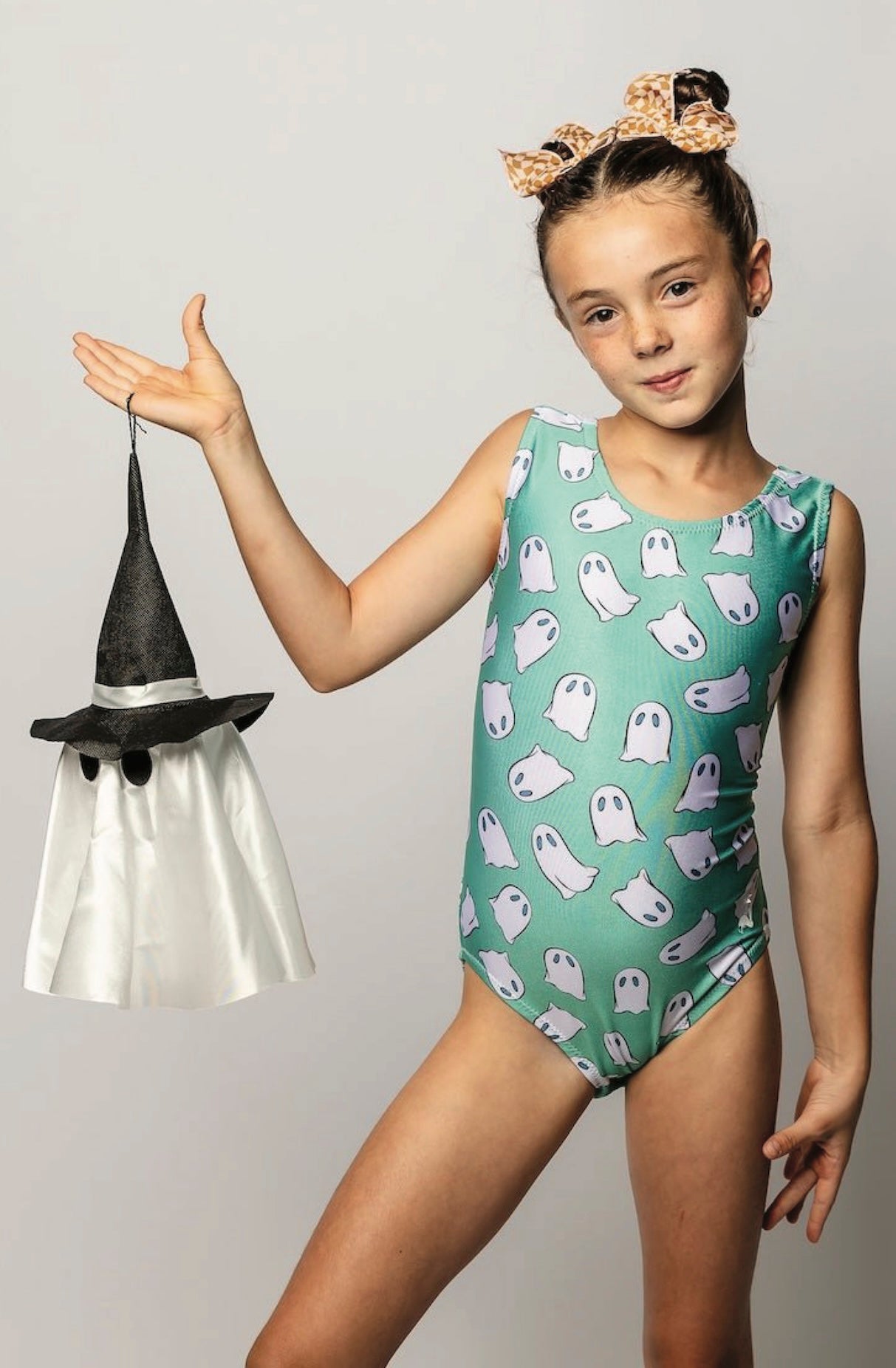 Green Halloween Ghost Leotard for Gymnastics - Foxy’s