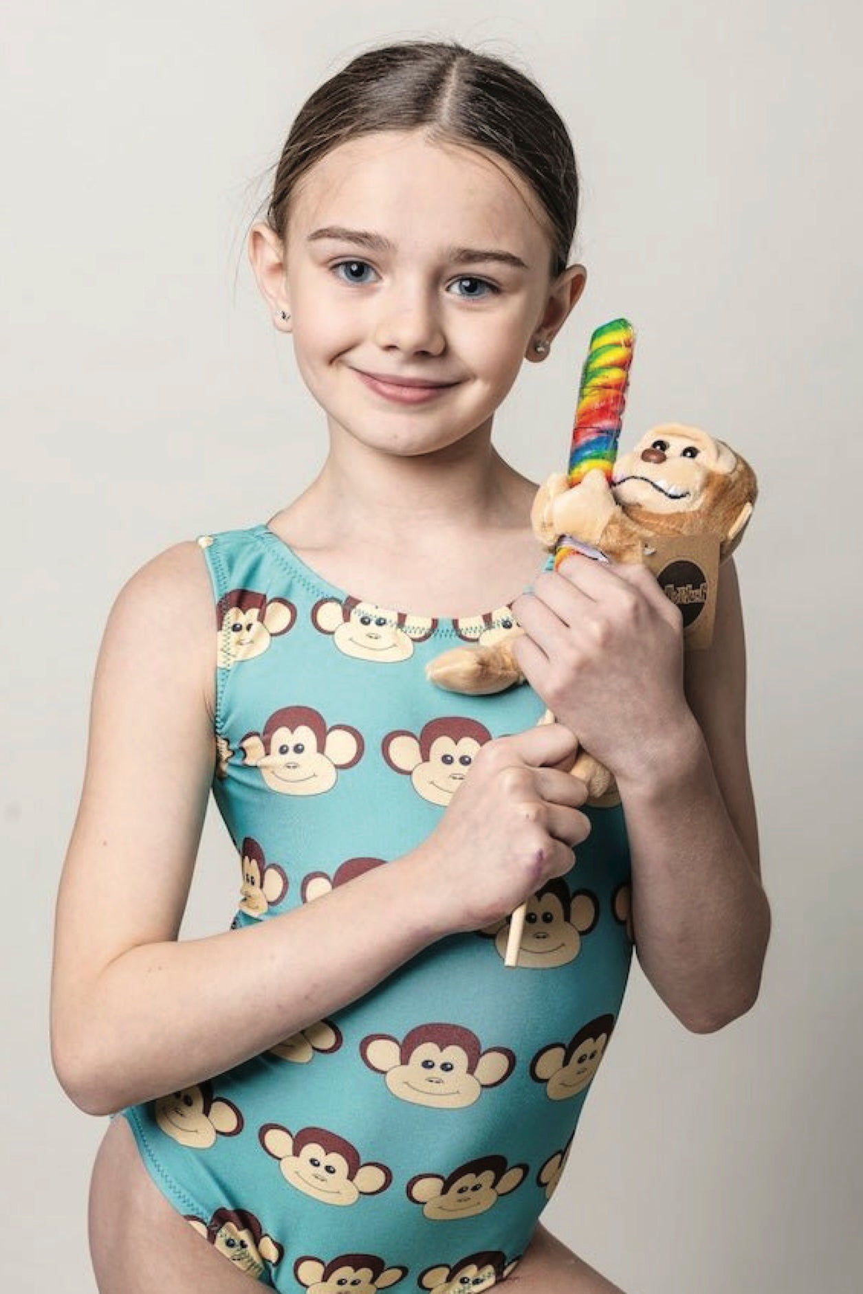 Girls Gymnastics Leotard - Foxy's Monkey See Monkey Do (Available in Pink & Teal) - Foxy’s