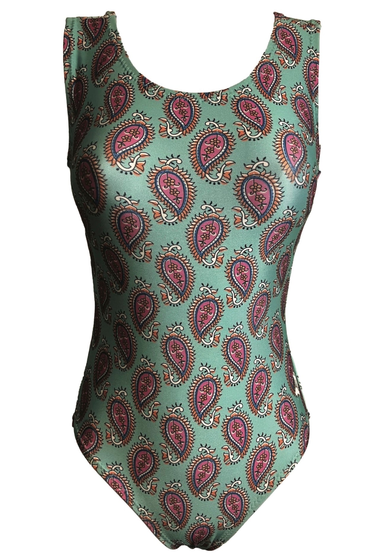 Aqua Paisley Gymnastics Leotard - Foxy's Leotards - Comfortable & Stylish - Foxy’s