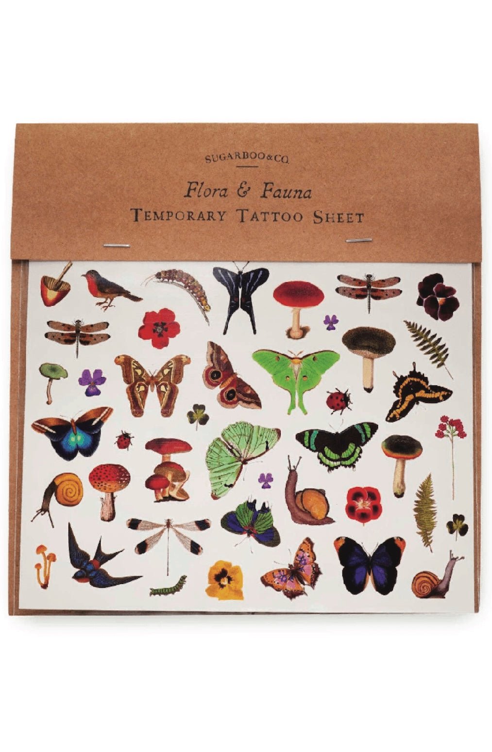 Flora and Fauna Temporary Tattoos - 6"x8" Sheet - Foxy’s