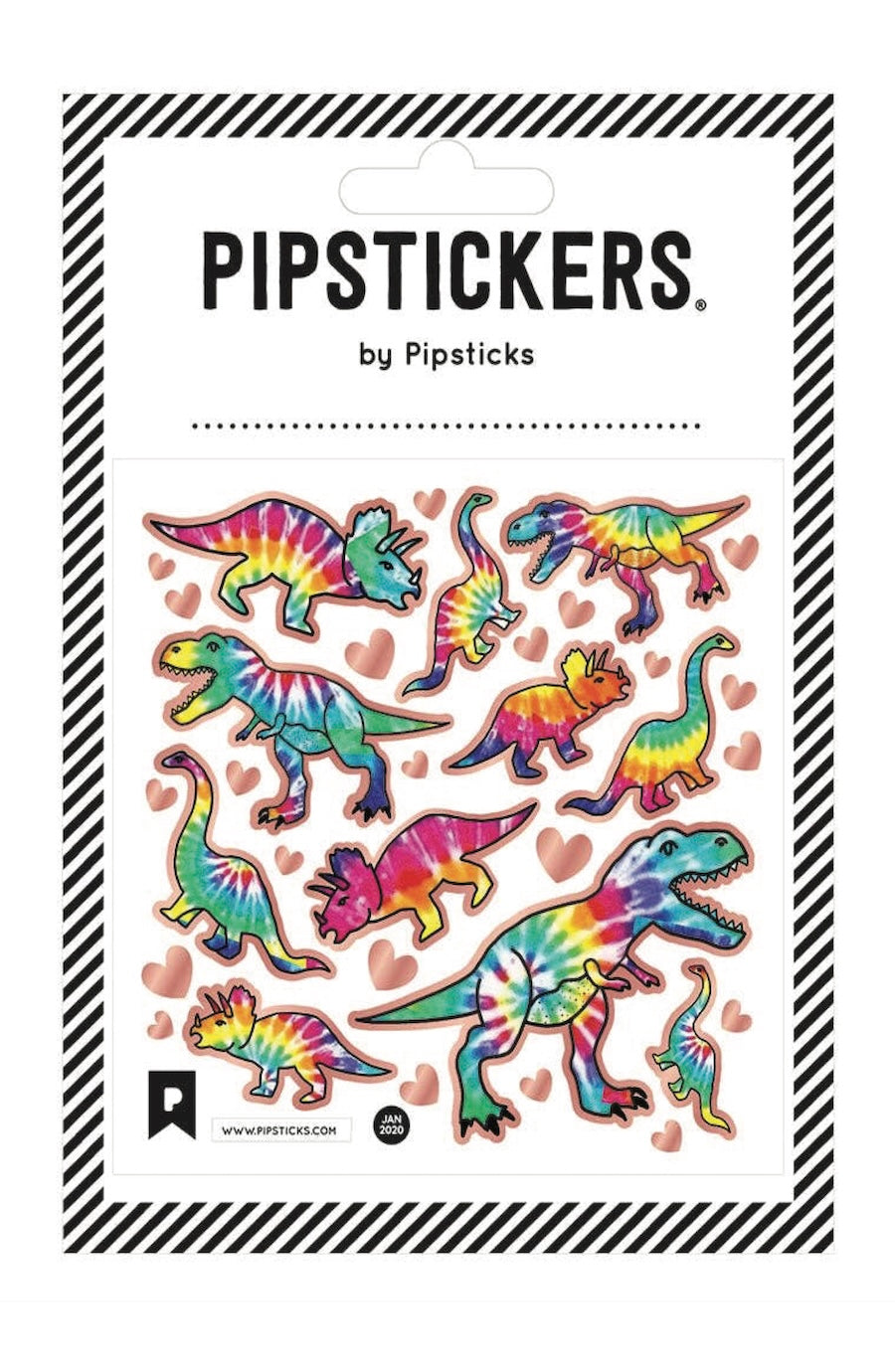 Packet of Tie Dye T-Rex Stickers